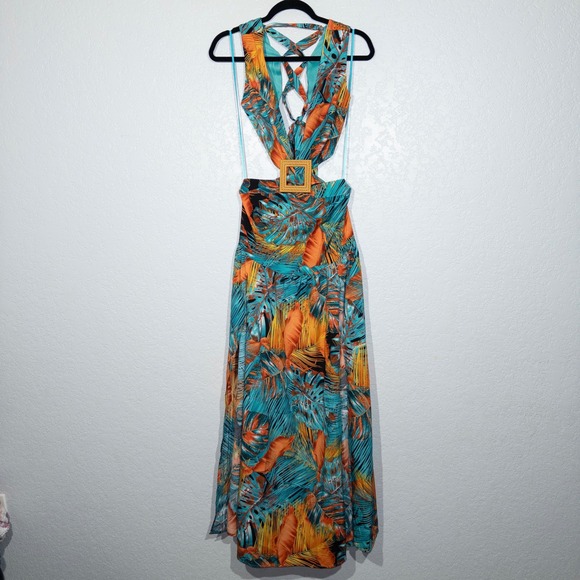 New Fashion Nova Teal Blue Brunch In The Tropics Maxi Dress Small - Picture 2 of 10